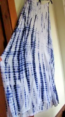 Ladies White/blue Tie Dye Maxi Dress With Front Split From Primark Size M(12-14) • $2.47