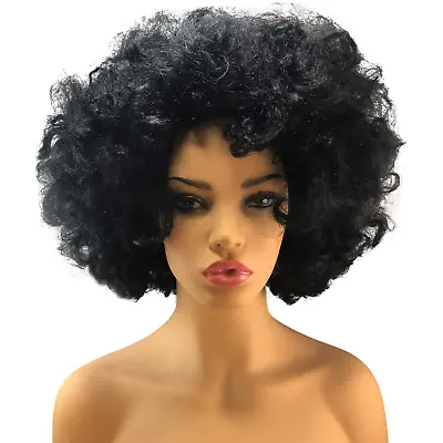 70's 80's Large Curl Wave Afro Wig Retro Sexy Halloween Costume Black 1970s 70s • $12.99