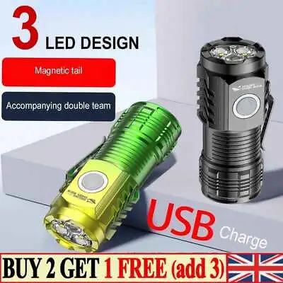 Three-Eyed Monster Mini Flashlight Rechargeable LED Flashlights High Lumens BK • £2.39