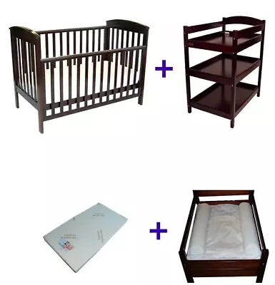 As New Grotime Walnut Cot With Mattress & Drawer + BELLA Changer RRP1369 • $88