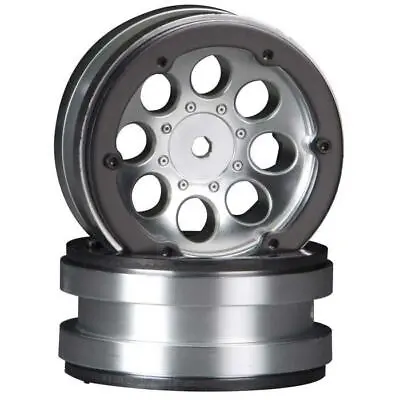 Axial 1.9 8 Hole Beadlock Scale Wheels 2 CHROME AX8088 Plastic With HUBS • £14.99