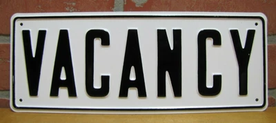 $195 • Buy VACANY Old Embossed Steel Sign NOS Hotel Motel B&B Boarding House Shop Rental Ad
