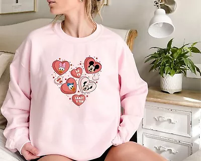 Disney Valentines Day Sweatshirt Mickey And Friends Lover Hoodie Gift For Her • $19.99