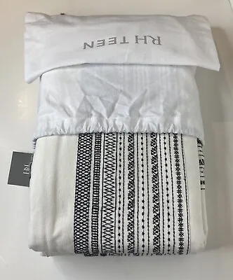 Restoration Hardware Milly Embroidered Duvet Cover Twin White/Black NEW $219 • $99.99