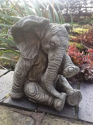 £32 • Buy Stone Garden Lucky Sitting Crying Elephant Ornament🐘