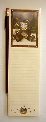 Vintage 2001 Laurie Korsgaden Prim Christmas TEDDY BEAR Notepad W/Pencil USA • $6.99