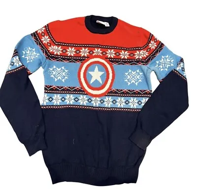 Captain America Christmas Jumper New With No Tags - Men's Size Small Free P&P • $18.64