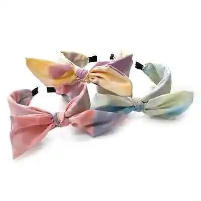 Wide Bow Alice Band Pastel Colours Mouldable Bow Pink Yellow Or Blue • £3.56