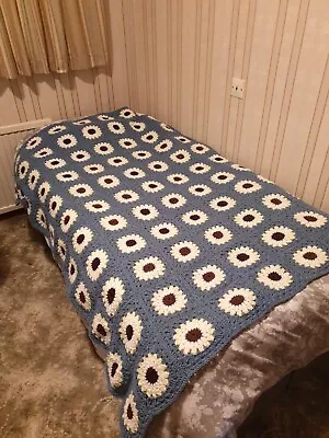 £60 • Buy New Gorgeous Crochet Daisy Granny Square Blanket Wool Mix