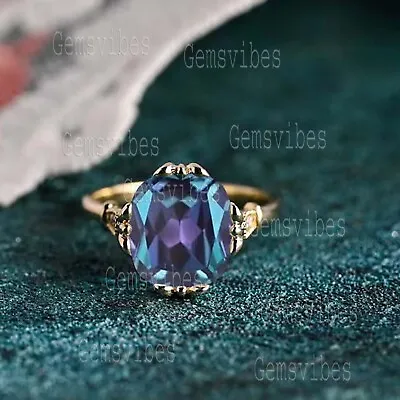 Vintage Color Changing Alexandrite Ring 925 Sterling Silver Ring Engagement Gift • $44.55