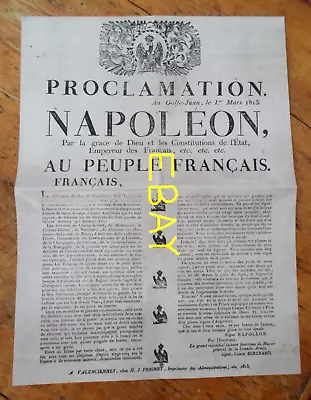 Waterloo 1815 ~ Proclamation Issued By Napoleon On His Return From Exile In Elba • £3.49