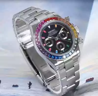 $269.45 • Buy Seiko Daytona Mod 40mm Sapphire Crystal Rainbow Chronograph -Quartz