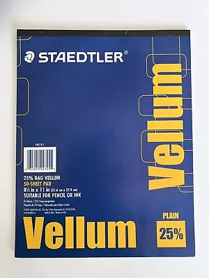 Staedtler 100% Rag Vellum Paper Plain 8.5  X 11  50 Sheets Made In USA NOS • $14