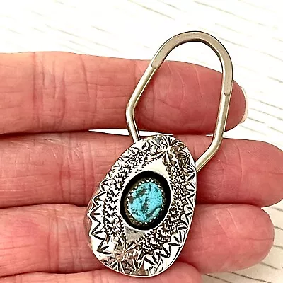 Navajo Shadowbox Concho Keyring Stamped Sterling Mens Gift Native Keychain 925 • $54.94