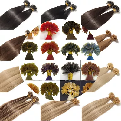 Fusion Pre Bonded U/Nail Keratin Tip Real Remy Human Hair Extensions 16-26Inch • $25.54