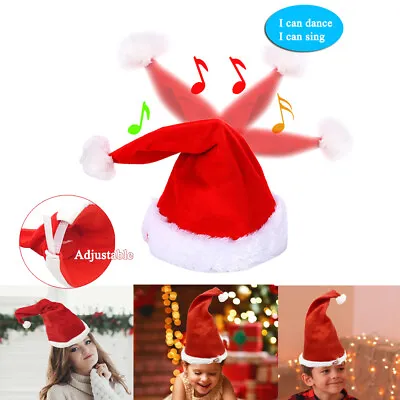 Christmas Xmas Novelty Santa Hat Cap For Musical Singing Moving Dancing Toy • £9.25