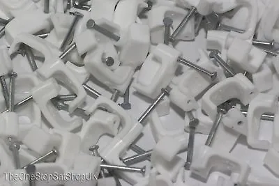 £3.99 • Buy 100 X White 6mm FT&E Flat Cable Clips For Twin Coax Cable Webro WF100, 13mm Wide