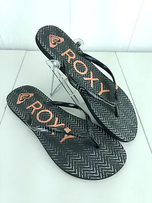 Roxy Womens Flip Flops Black 11/12 Slip On Sandals Rubber Summer Shoes • $11.16