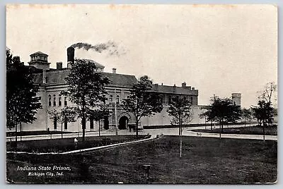 Michigan City Indiana~State Prison~Penitentiary~c1910 B&W Postcard • $13