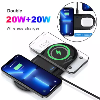 40W 2in1 Wireless Fast Charger Mat Pad For Apple IPhone 15 14 Samsung Z Flip 5/4 • $18.99