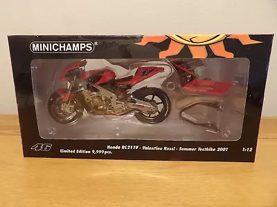 Minichamps 1.12 Scale Model  Honda Rc211v. Valentino Rossi Summer Test Bike 2001 • £95