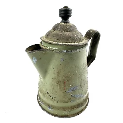 Antique Gray Swirled Enamelware Graniteware Primitive Painted Coffee Tea Pot 6  • £21.80