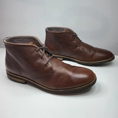 £39.99 • Buy Rockport Mens Brown Leather Desert Boots UK Size 9 Adidas Adiprene Soles Lace Up