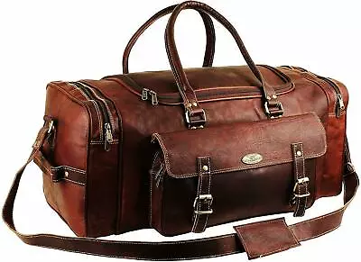 24 Handmade Vintage Leather Travel Duffel Luggage Weekender Overnight Bag Unisex • $103.11