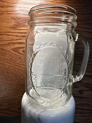 Anchor Hocking Mason Jar Mug Country Hearth 32 Oz Glass Mug • $14.99