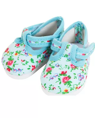 FRILLY LILY TORQUOISE  FLOWER DOLLS SHOES SMALL - 6 X 3.5cm TO FIT BABY BORN43cm • £6