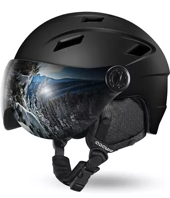 Ski Snowboard Helmet With 2-In-1 Visor Black Size: Large - Odoland • $44.99