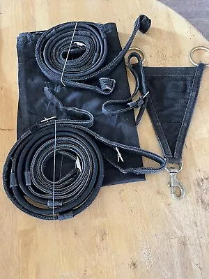 Black Nylon Race Racing Exercise Tack 2 Sets Reins Curb Strap Yoke Saddle Towel • $10