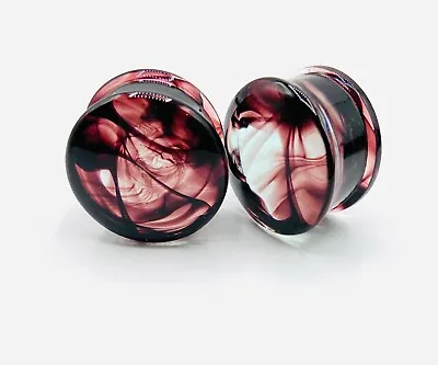 £9 • Buy Halloween Black Smoke Glass Double Flared Round Ear Plugs Flesh Tunnels 6mm-25mm