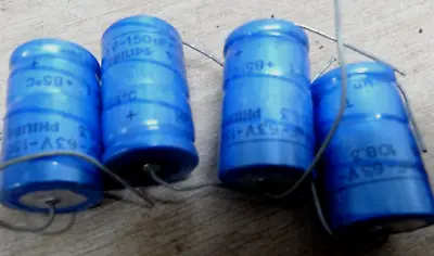 £8.98 • Buy 4x 150uf 63v Philips 108 Axial Lead Electrolytic Capacitors