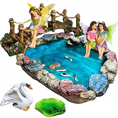 Fairy Garden Fish Pond Kit Miniature Bridge Set Of 6 Pcs Fairy Garden Figurines  • $43.81