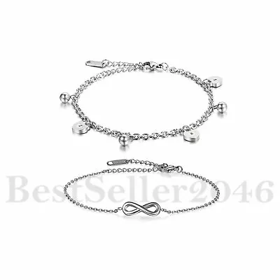 2pcs Women Men Love Infinity Stainless Steel Anklet Foot Chain Bracelet Ankle • $11.99