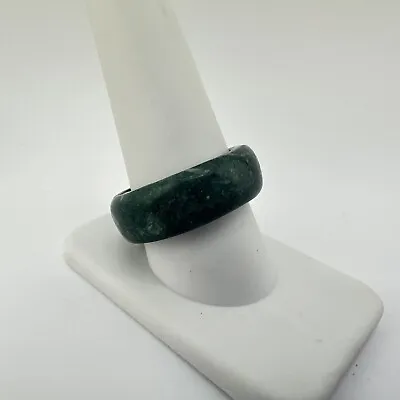 Size 10 Unisex Vintage Stone Carved Green Jadeite Thumb Wedding Ring • $30