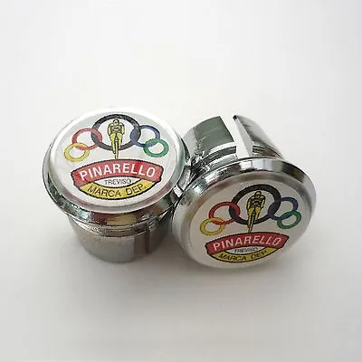 Vintage Style Pinarello Olympic Chrome Racing Bar Plugs Caps Repro • $8.69