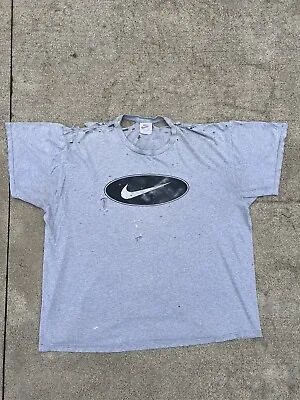 VTG 90s Nike Swoosh Thrashed Distressed Worn Gray Thin T-Shirt Size XL USA RARE • $43