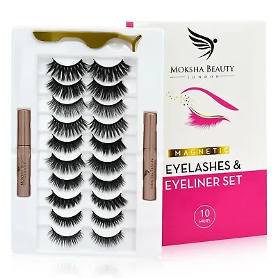 Magnetic Eyelashes Natural Look - 10 Pairs False Eyelashes ReusableWaterproof • £12.99