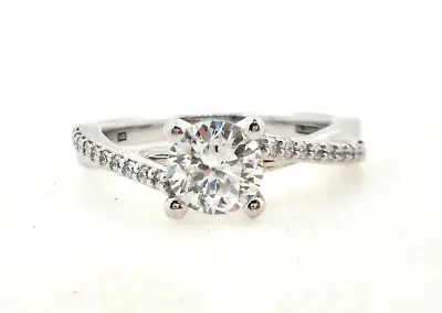 A Jaffe 14k White Gold Round Diamond Ring Mounting W/ Cubic Zirconia Center • $499