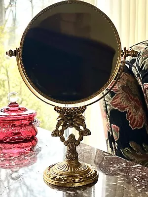 Vintage Matson Gold Ormolu Tassels Wreath Floral Vanity Makeup Mirror Swivels • $149.99