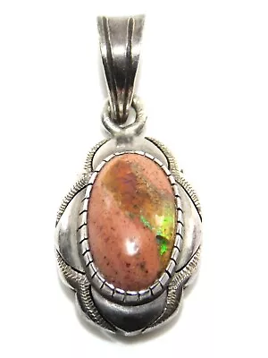 Mexico 925 Sterling Silver Oval Mexican Opal ? In Stone Pendant Charm • $45