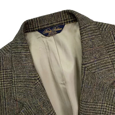 VTG 46 R Brooks Brothers Madison Fit 100 % Camel Hair Brown Glen Plaid Blazer • $149.95