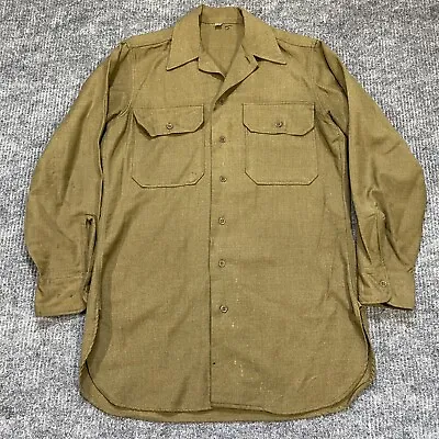 Vintage 1940s US Military WW2 Wool Button Shirt Olive Adult Army • $39.99