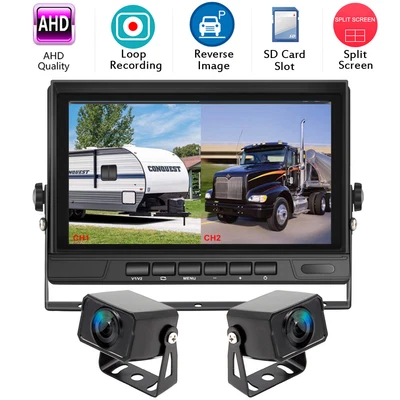 $139.90 • Buy Truck RVs Dash Cam DVR 7'' Split Screen Car Rear View Backup Reversing Camera
