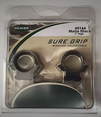 Weaver Sure Grip Windage Adjustable Rings 1  High Matte Black - 49144 • $34