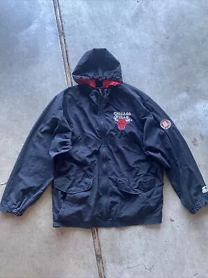 Vtg 90s Black Chicago Bulls NBA Starter Windbreaker  • $25