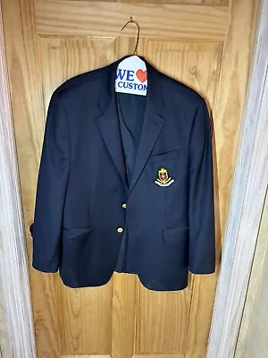 VINTAGE Ralph Lauren New York Yacht Club Navy Blue Blazer 42 R 100% Wool • $227.50