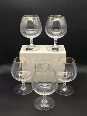 Set Of 5 Mikasa Senata Gold Crystal Brandy Glasses Cr1964 • $149.95